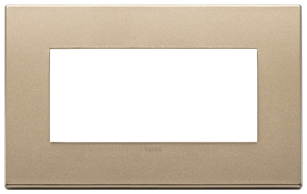 Placca 4 moduli metallo oro satinato per installazioni elettriche interne