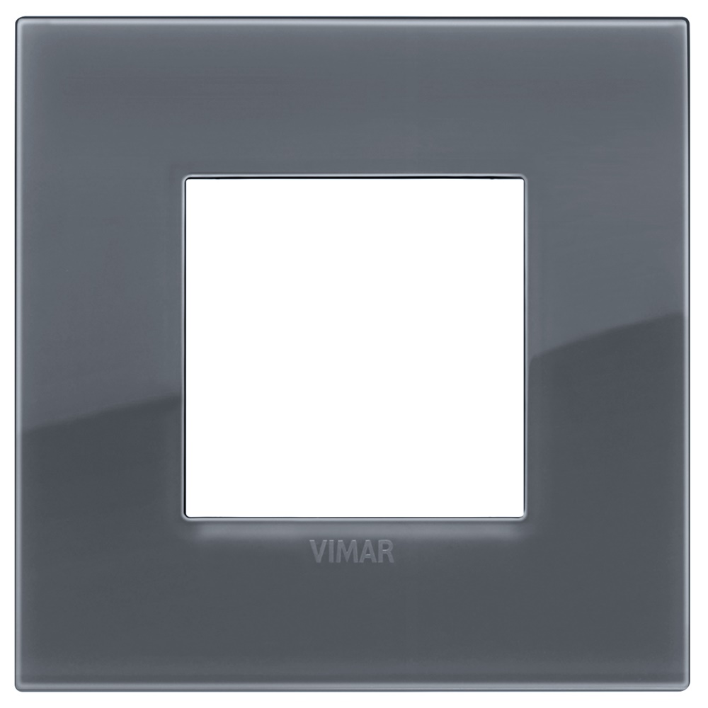Placca Classic 2 moduli tecnopolimero Reflex grigio fumé per installazioni elettriche