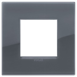 Placca Classic 2 moduli tecnopolimero Reflex grigio fumé per installazioni elettriche