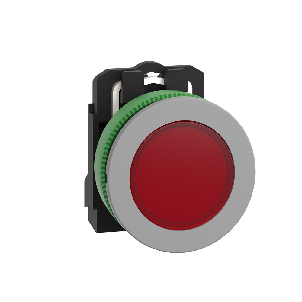 Lampada spia rossa 24Vac/dc filopannello - Ø30 - LED universale - ghiera grigia - Ø30 - LED universale