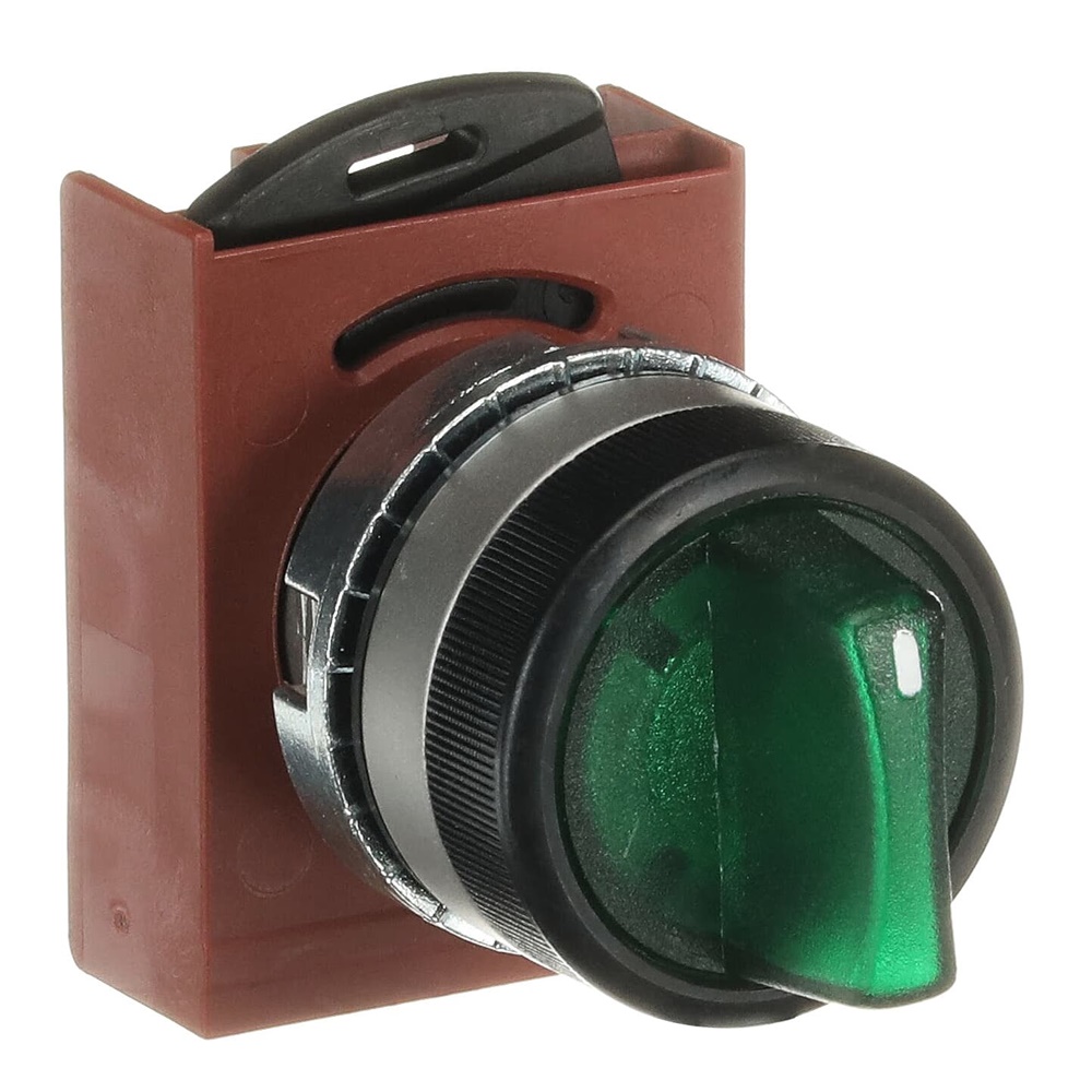 Selettore luminoso 3 posizioni metallico modulare verde incasso controllo impianti elettrici