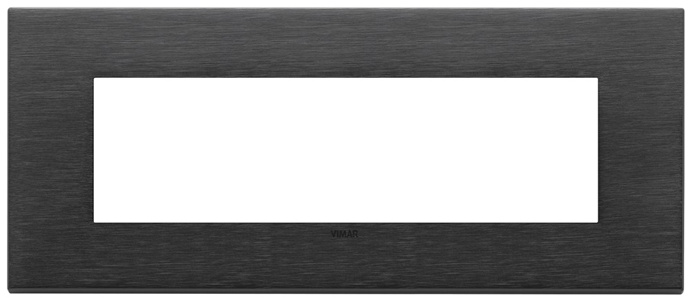 Placca 7 moduli metallo nero spazzolato per installazioni elettriche