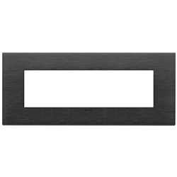 Placca 7 moduli metallo nero spazzolato per installazioni elettriche