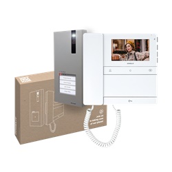 Kit videocitofonico monofamiliare Simplebus 2 con pulsantiera Quadra 4893M e cornetta 4.3” People PL6701, espandibile per residenze e uffici