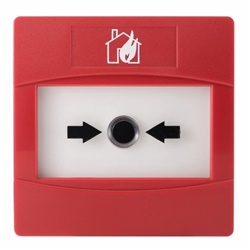 Pulsante allarme manuale wireless, chiave ripristino inclusa, LED bicolore, bidirezionale, 2xCR123A, -10°C/+55°C, 88x87x61mm, EN54-11/25