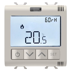 TERMOSTATO CONNESSO CON MISURA UMIDITA - ZIGBEE - 100-240V ac 50/60 Hz - NA 5A (AC1) 240V ac - 2 MODULI - NATURAL BEIGE SATINATO - CHORUSMART
