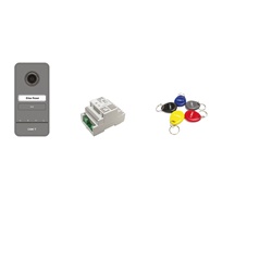 Kit videocitofonico 230V base espandibile con telecamera e 5 telecomandi per controllo accessi residenziale e commerciale