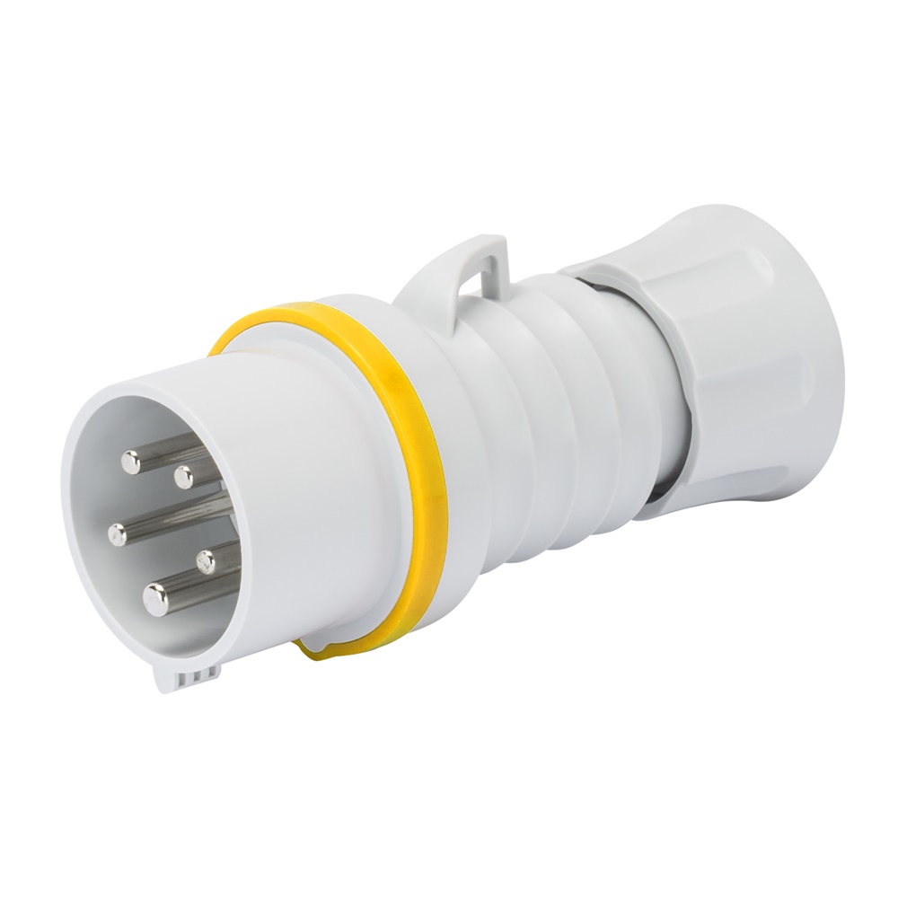 SPINA MOBILE DIRITTA HP - IP44/IP54 - 3P+N+T 16A 100-130V 50/60HZ - GIALLO - 4H - CABLAGGIO A VITE
