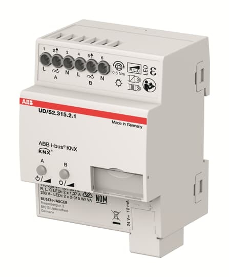 Dimmer LED 2 canali 2x315W montaggio guida DIN controllo illuminazione EIB/KNX residenziale commerciale