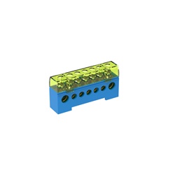 Morsettiera unipolare isolata 80A 7 fori blu per connessioni elettriche sicure