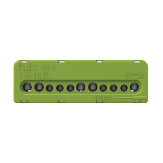 Morsetto vite verde 100A per conduttori 5x16mm² e 6x6mm² impianti elettrici industriali e civili
