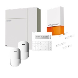 Serie Vedo - Kit centrale VEDO10 + sirena + tastiera LCD + 2 sensori INDT + 2 staffe + 4 contatti