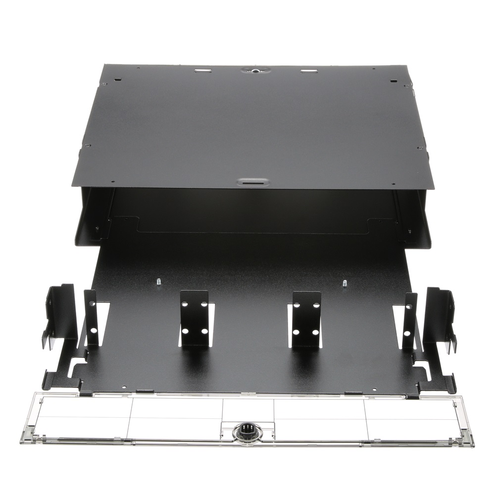 Armadio per fibra a rack Opticom®, nero, 2 UR, 6 porte