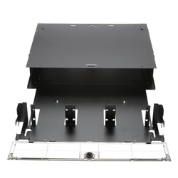 Armadio per fibra a rack Opticom®, nero, 2 UR, 6 porte