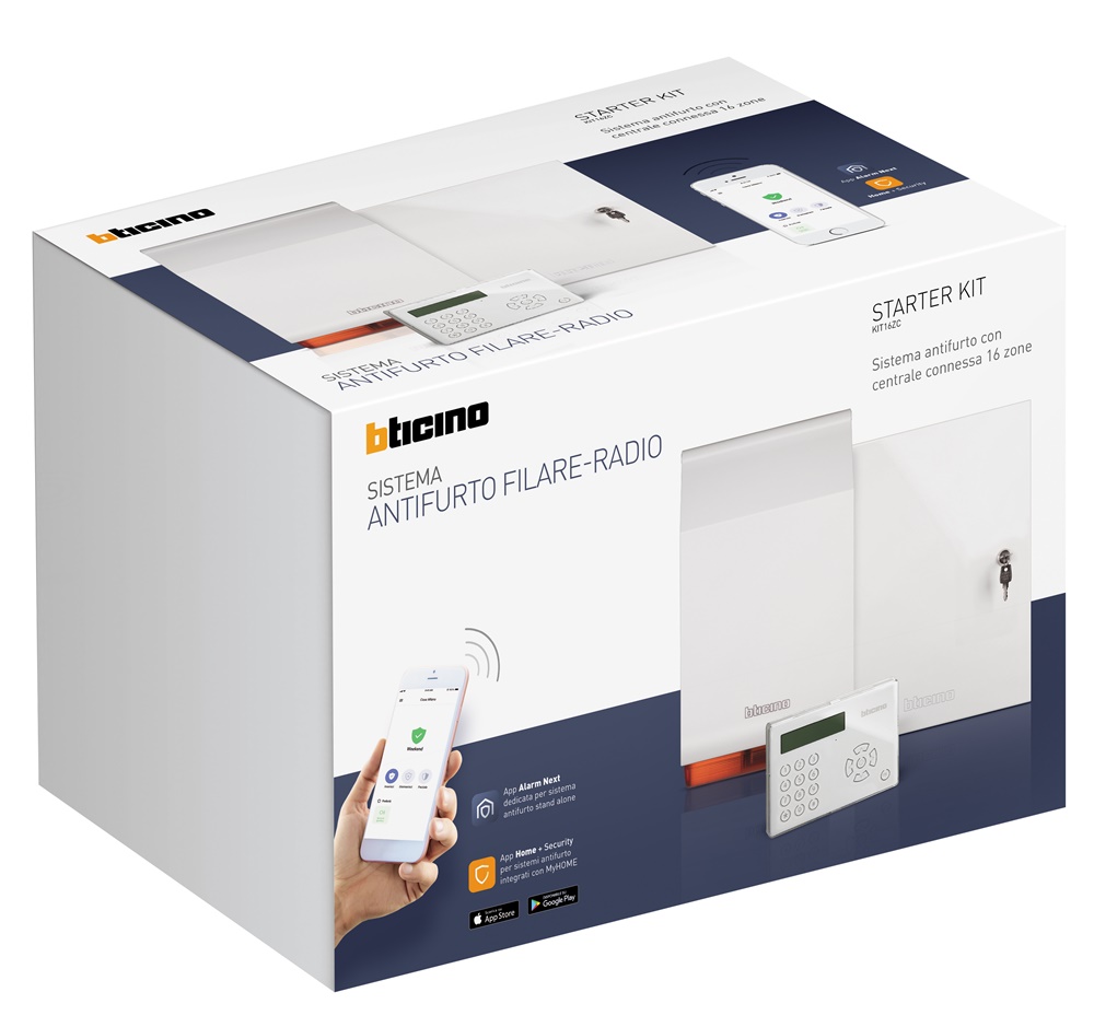 Kit allarme 16 gruppi connesso centrale tastiera sirena esterno antifurto professionale