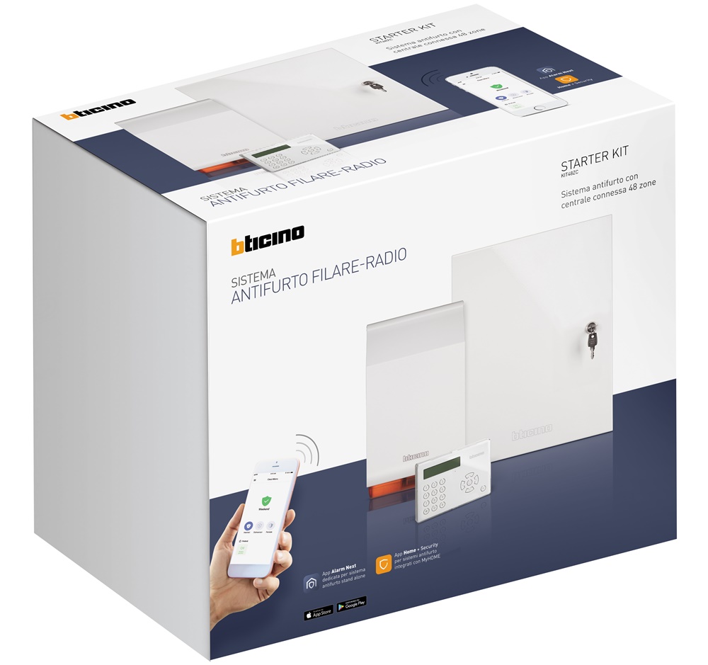 Kit allarme antifurto 48 zone con centrale, tastiera multifunzione e sirena esterno filare