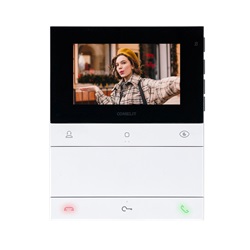 Serie People - Videocitofono vivavoce a colori  4.3/16:9, sistema Simplebus 2, 6 pulsanti, programmabile da spento,  staffa  inclusa