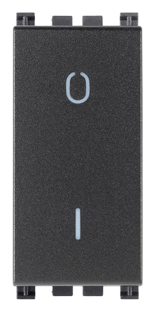 Interruttore 2P 16AX antibatterico grigio illuminabile per uso domestico e ufficio