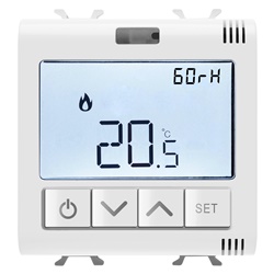 TERMOSTATO CONNESSO CON MISURA UMIDITA - ZIGBEE - 100-240V ac 50/60 Hz - NA 5A (AC1) 240V ac - 2 MODULI - BIANCO LUCIDO - CHORUSMART