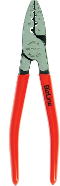 Pinza crimpatrice cavi 0,25-16 mm² manico PVC ergonomico installazione elettrica professionale Germania