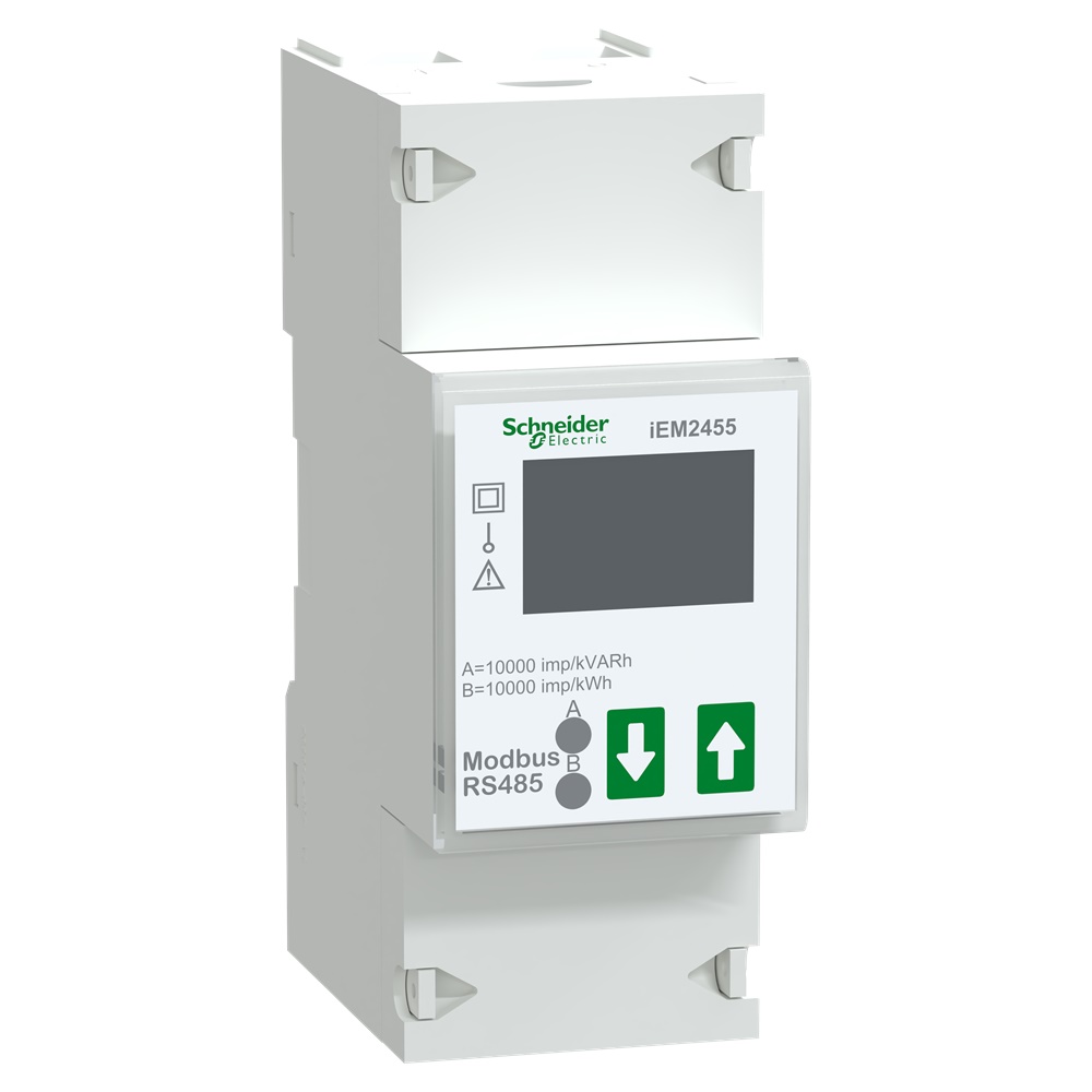 Contatore energia monofase iEM2455 230V 100A Modbus per monitoraggio consumo elettrico edificio