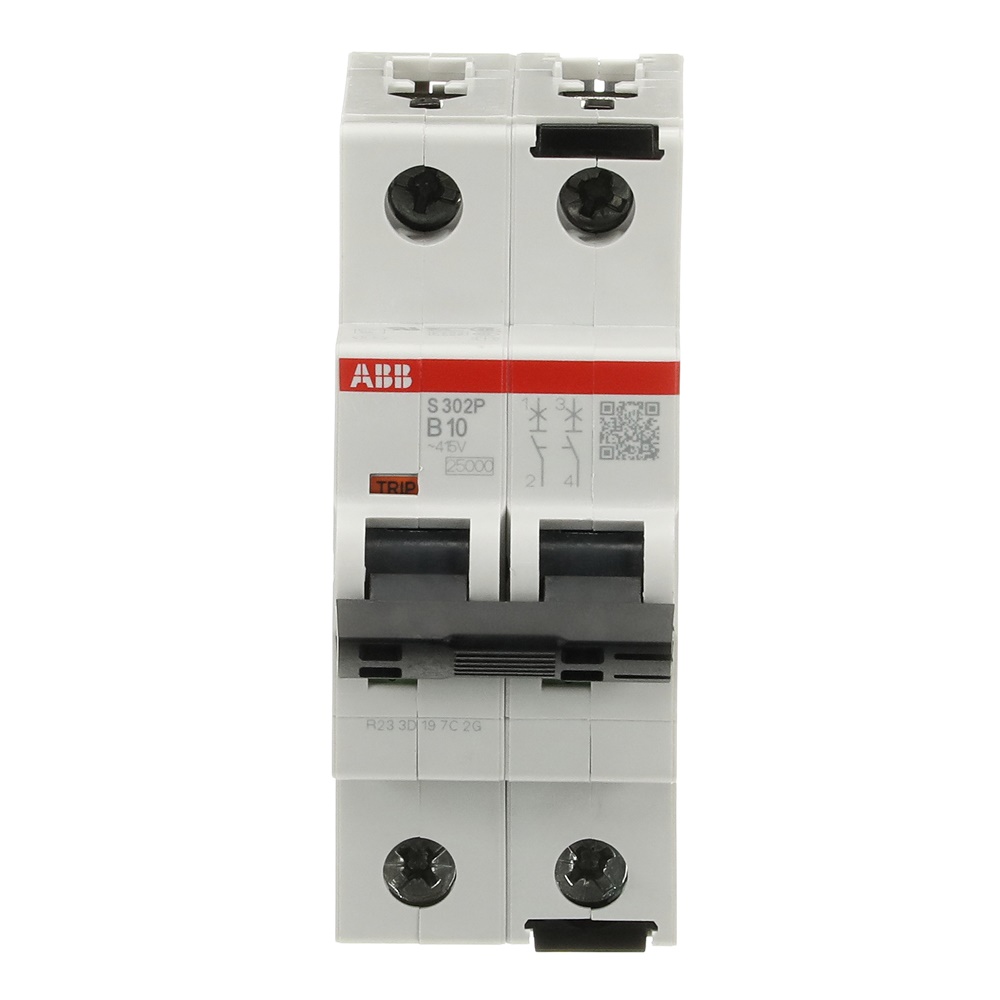 Interruttore Automatico Bipolare 10A B Curve 25kA per Impianti Elettrici Residenziali e Industriali