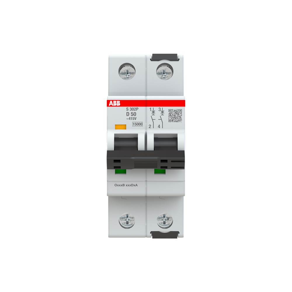 Interruttore automatico S302P 2 poli 50A D curva AC 15kA protezione impianti residenziali e commerciali