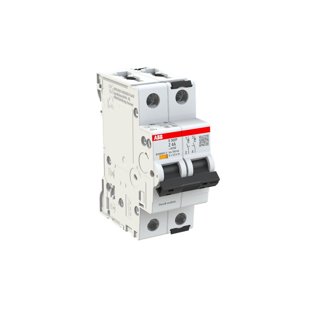 Interruttore automatico modulare S302P Z 4 A 2 poli protezione sovraccarichi impianti industriali e residenziali