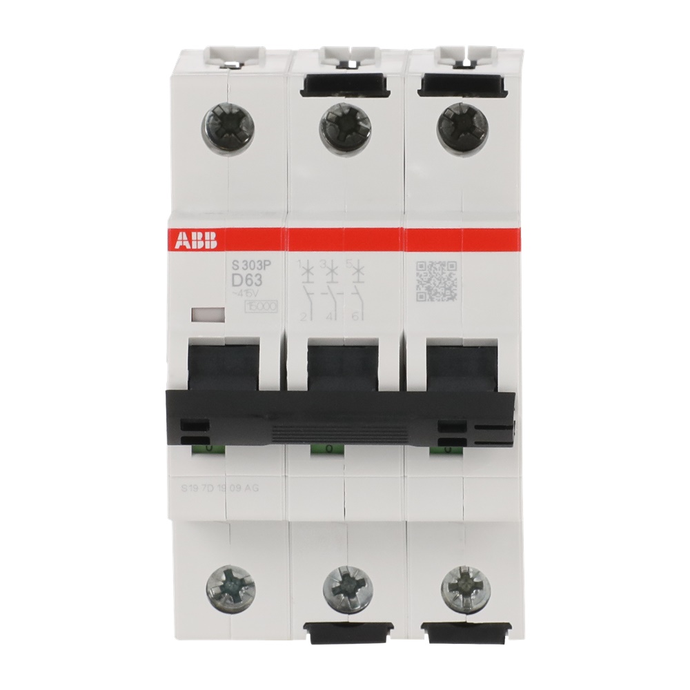 Interruttore automatico S303P 3 poli 63A D 15kA protezione sovraccarico cortocircuito impianti industriali