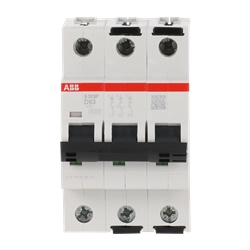 Interruttore automatico S303P 3 poli 63A D 15kA protezione sovraccarico cortocircuito impianti industriali