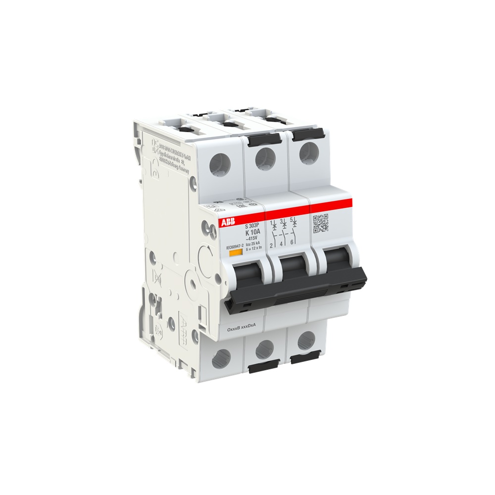 Interruttore automatico S303P 3P 10A K 25kA protezione sovraccarico cortocircuito impianti industriali e residenziali