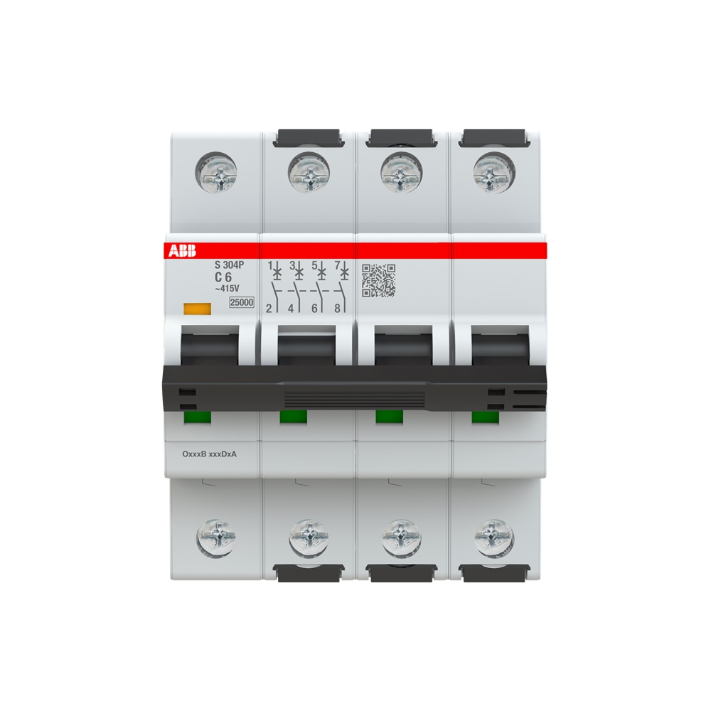 Interruttore automatico bipolare S304P C 6A 415V protezione sovraccarichi cortocircuiti impianti residenziali commerciali