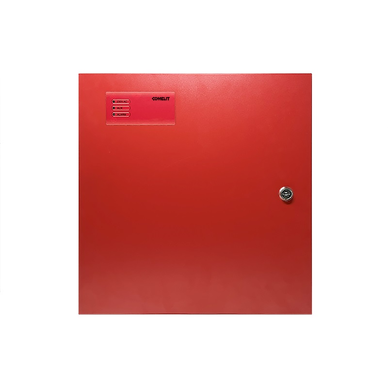 Alimentatore supplementare 5A, box metallico, batterie 2x12V max 40Ah, IP30, certificato EN54-4,  EN12101-10