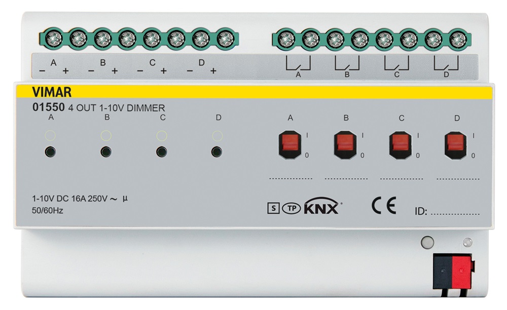 Regolatore 0/1-10V 4 OUT 16A KNX