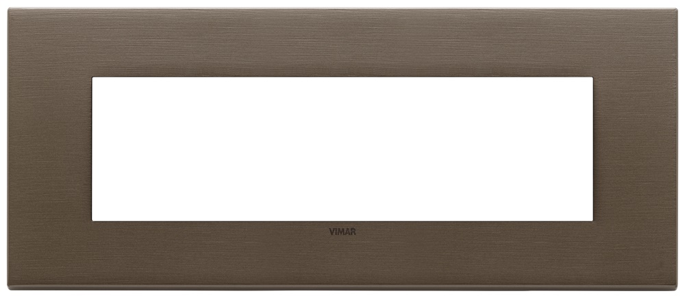Placca 7 moduli metallo bronzo scuro spazzolato per installazioni elettriche