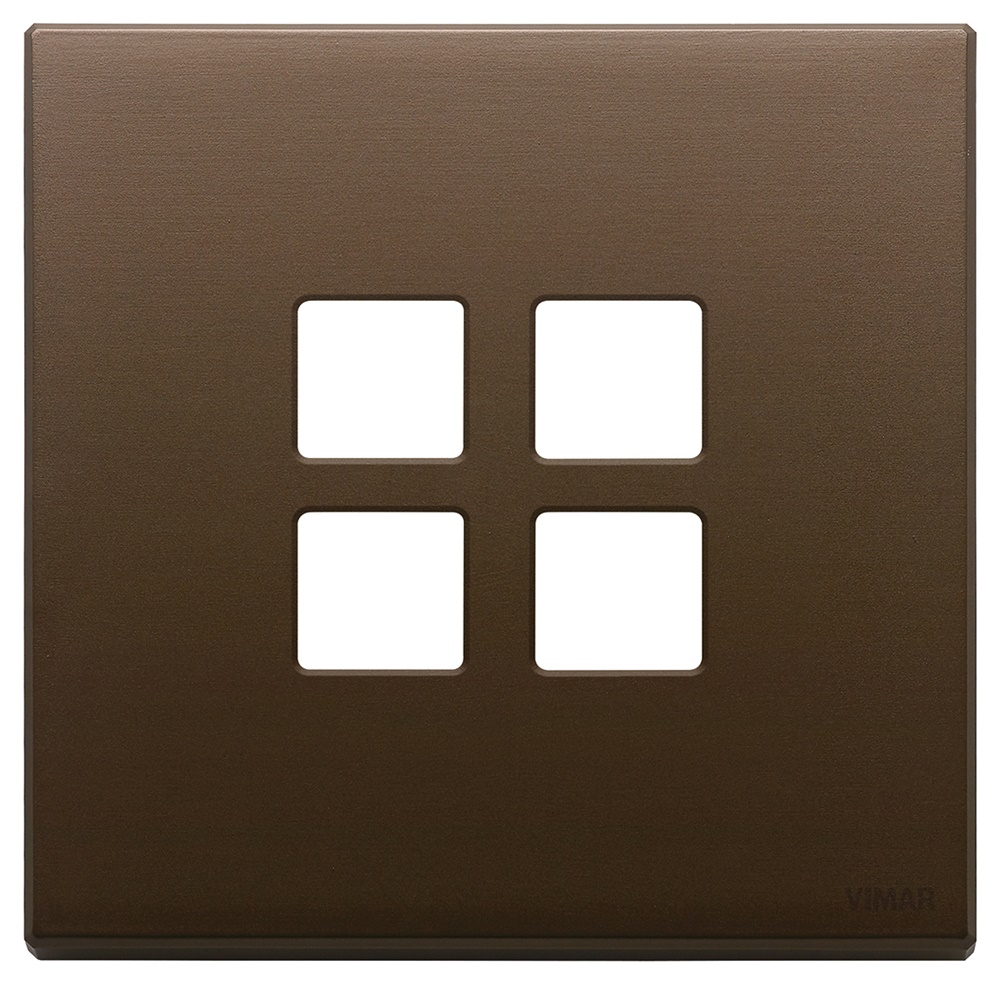 Placca 2 moduli 4 comandi Flat domotici KNX metallo bronzo scuro spazzolato