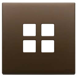 Placca 2 moduli 4 comandi Flat domotici KNX metallo bronzo scuro spazzolato
