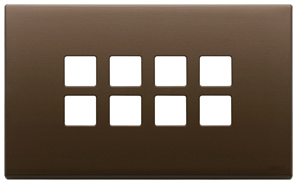 Placca 4 moduli 8 comandi Flat domotici KNX metallo bronzo scuro spazzolato