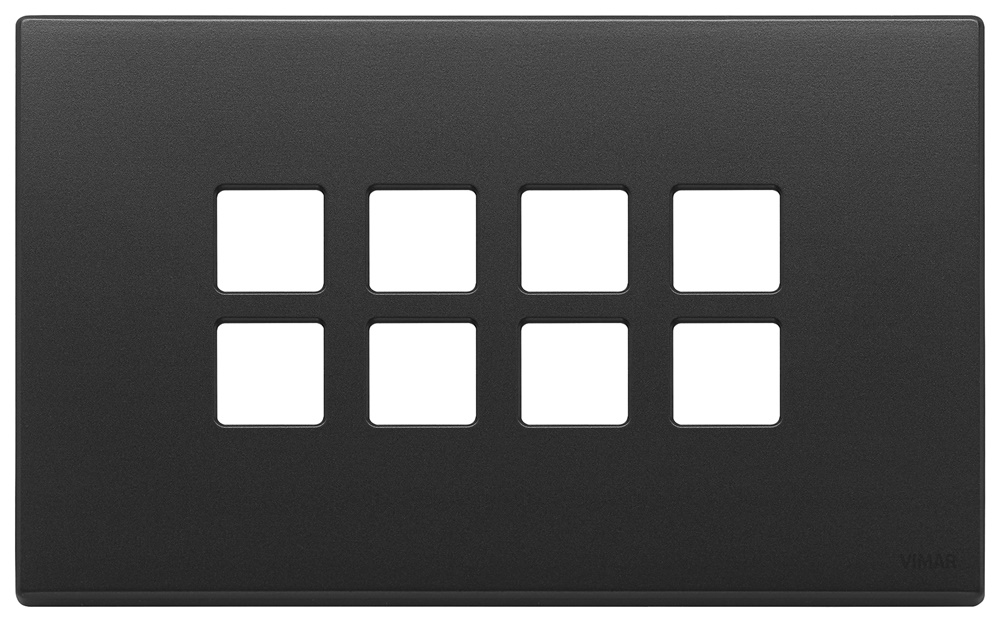 Placca 4 moduli 8 comandi Flat domotici KNX metallo grigio antracite