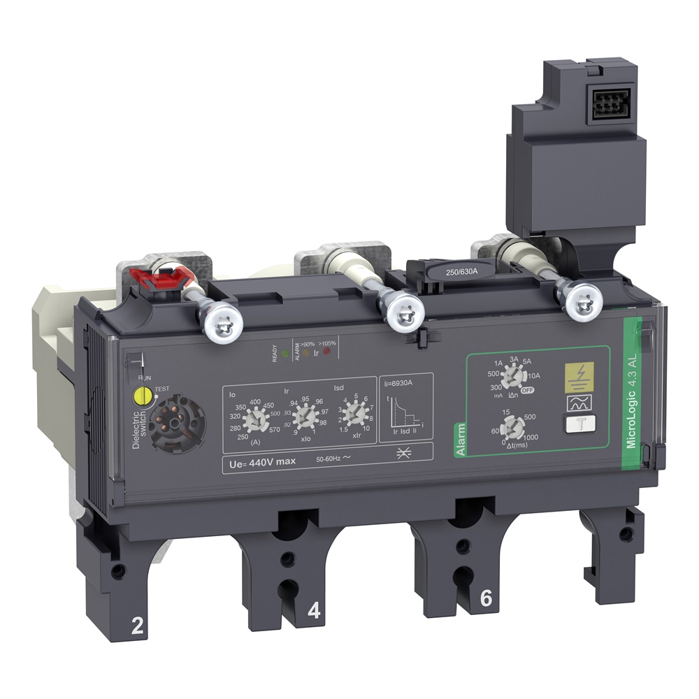 Sganciatore elettronico MicroLogic 4.3 AL 400A 3 poli per interruttori ComPacT NSX 400/630 con protezioni elettroniche base e allarme differenziale