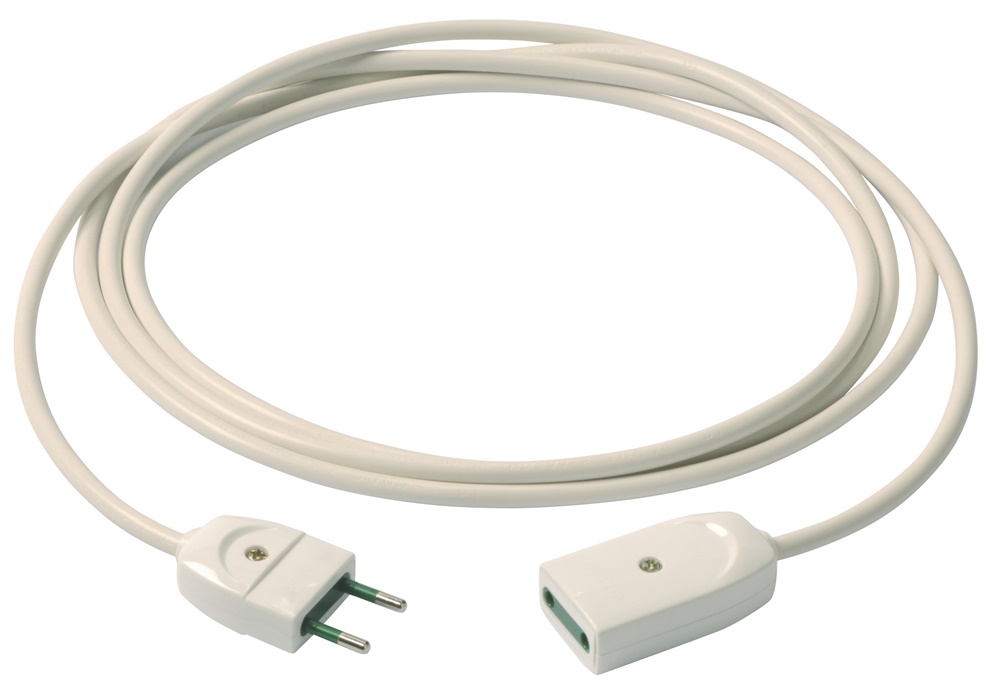 Cavo prolunga 3m 2x0,75mm² bianco spina e presa standard italiano classe II