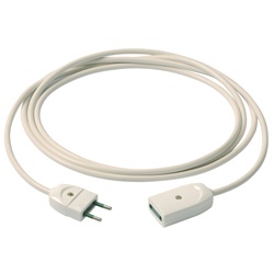 Cavo prolunga 3m 2x0,75mm² bianco spina e presa standard italiano classe II