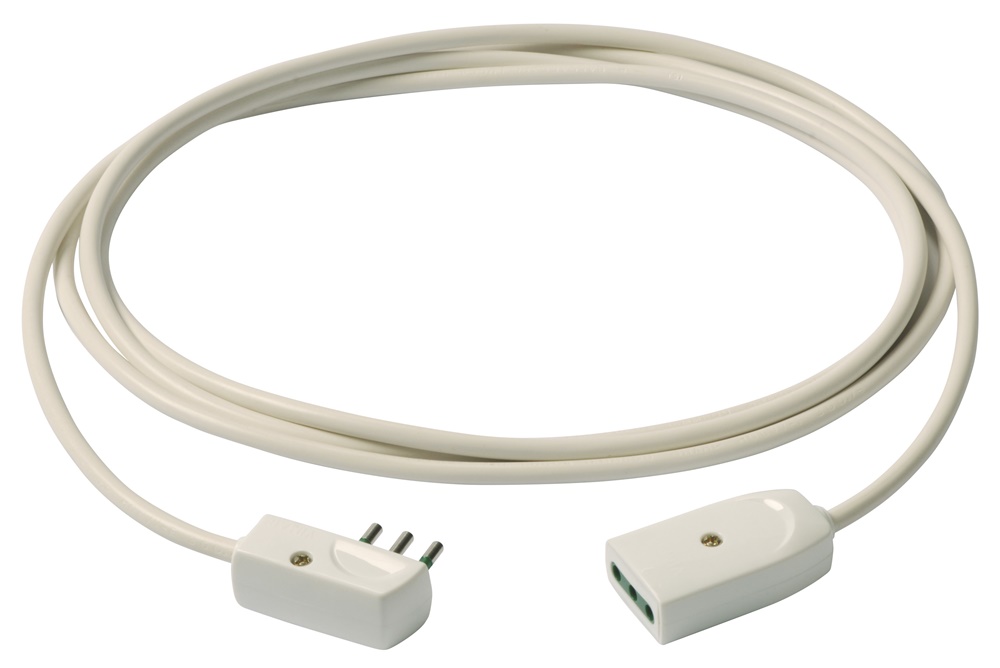 Cavo prolunga 3G0,75 mm² 3 metri spina piatta 2P+T 10A bianco uso domestico