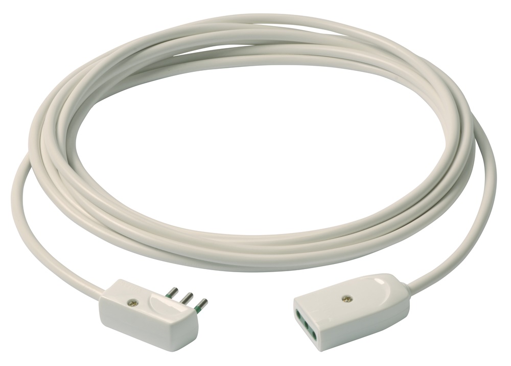 Cavo prolunga 5m 3G0,75 mm² spina piatta 2P+T 10A 250V uso domestico bianco