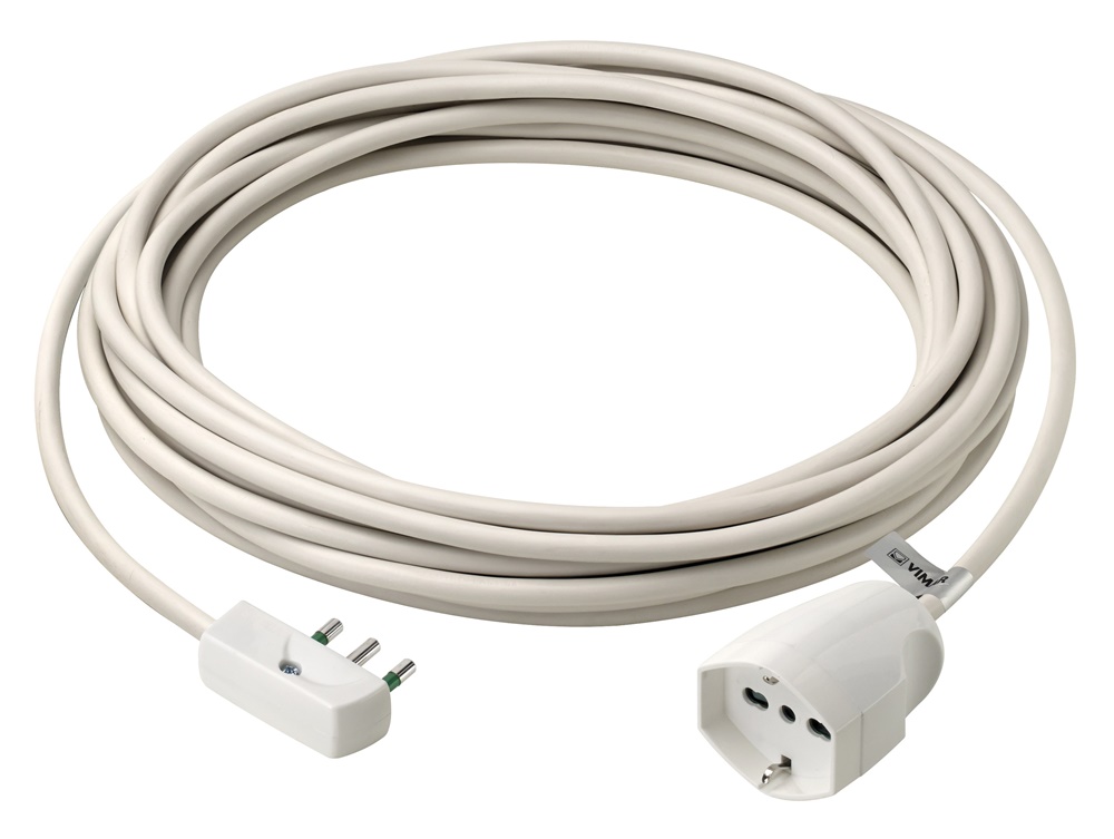 Prolunga elettrica 10m 3G1,5mm² spina piatta SPA17 presa universale P40 bianco