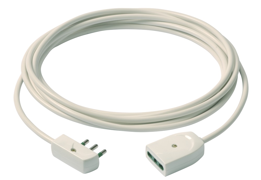 Cavo prolunga 3G1 mm² spina piatta 3m bianco uso domestico e professionale