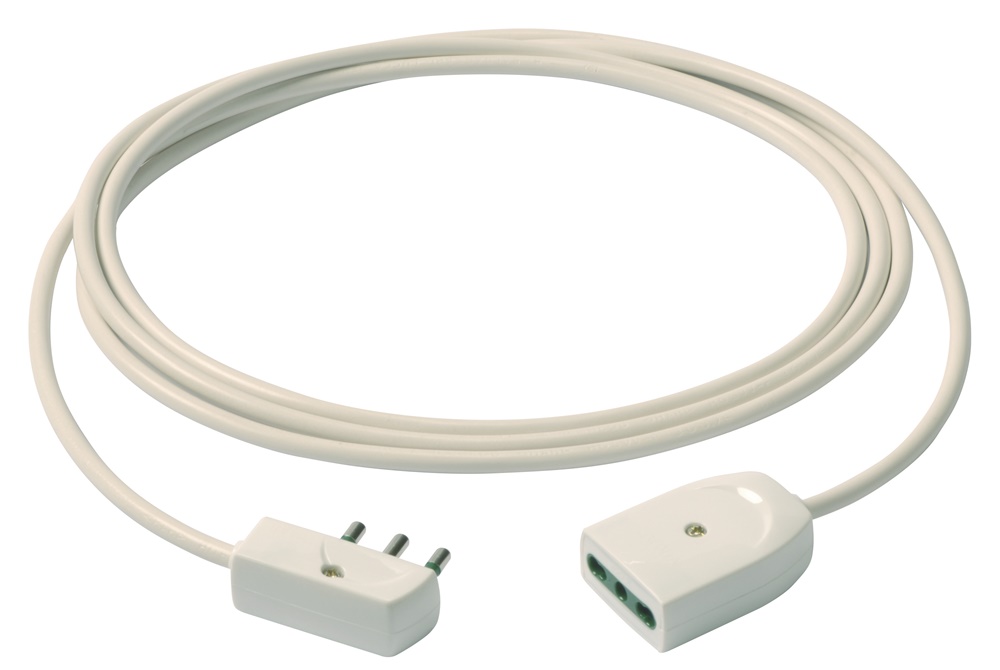 Cavo prolunga 5m 3G1 mm² spina piatta 2P+T 16A 250V bianco uso domestico e ufficio