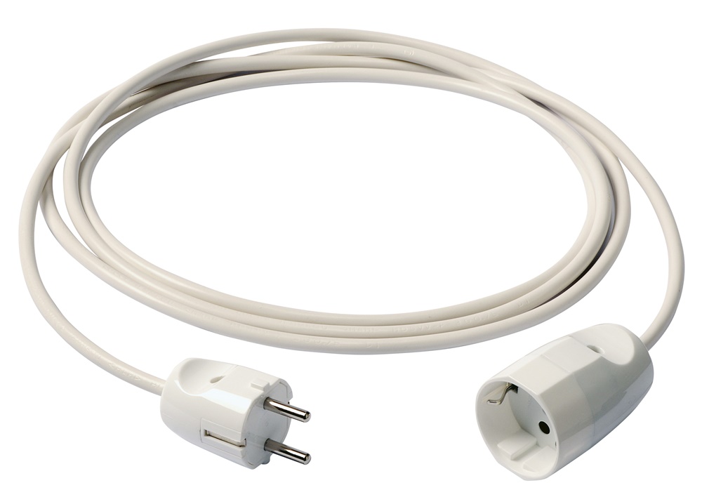 Cavo prolunga 3G1 mm² 3 metri bianco spina Schuko presa P30 uso domestico e industriale