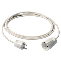 Cavo prolunga 3G1 mm² 3 metri bianco spina Schuko presa P30 uso domestico e industriale