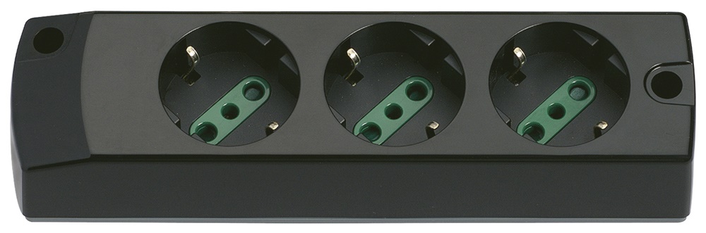 Presa multipla mobile 2P+T 16A 250V 3 uscite tipo P30 nero 3680W